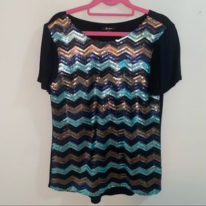 Amazing. Ella Moss Chevron sequin front and solid black back
